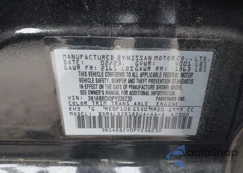 2023 Nissan Sentra Sv Xtronic Cvt z USA, uszkodzony, nr VIN 3N1AB8CV0PY238230